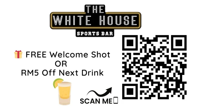White House Sports Bar promotion with a QR code and welcome reward